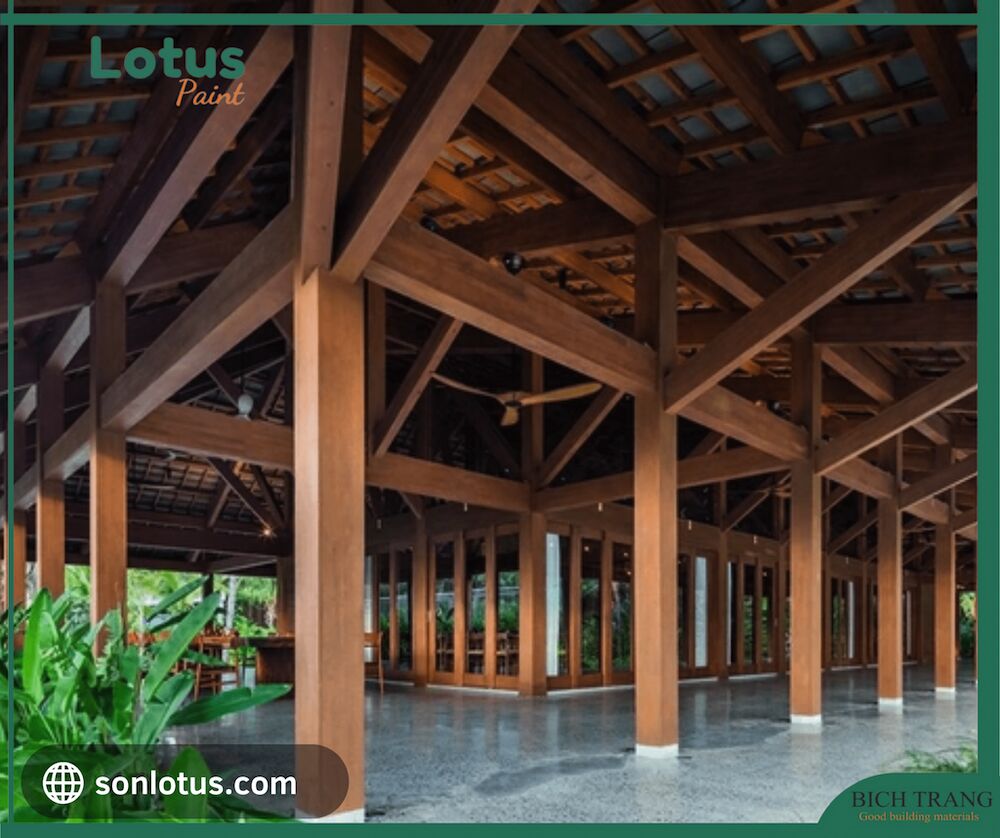 Hình ảnh thực tế công trình sử dụng sơn gỗ ngoài trời Lotus
